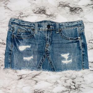 Decree | Denim Jean Mini Skirt Distressed Y2K | Blue | Womens | 7